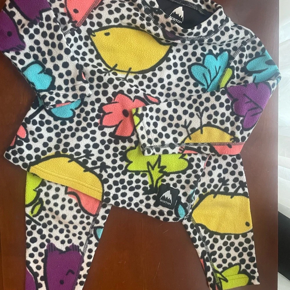 Burton 3T Black Polka Floral Fleece Set with Yellow, Purple, Teal & Lime Accents - Picture 1 of 5